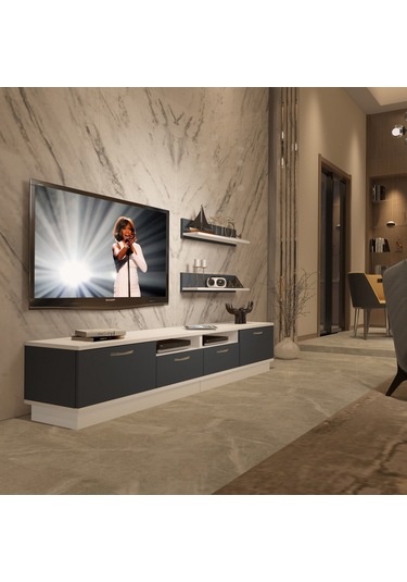 Decoraktiv Trendstyle 220r Mdf Tv Ünitesi Tv Sehpası Beyaz - Antrasit