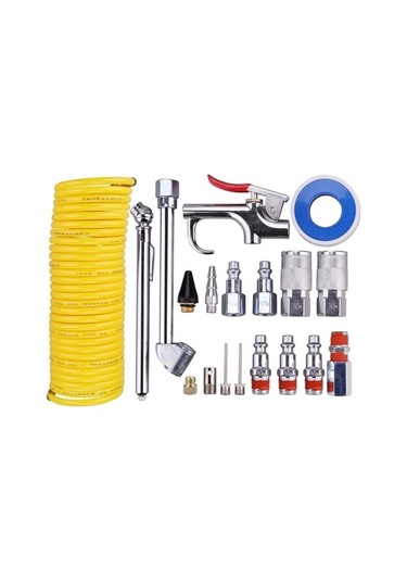 Tongxida 20'lu Hava Kompresörü Seti 7.5m Bobin Naylon Hortumlu 1/4 İnç Npt Hava Alet Kiti
