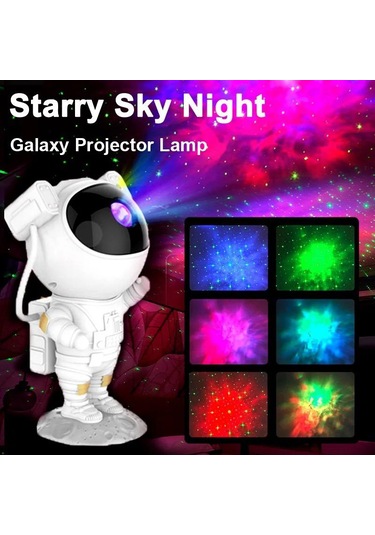Yeni Taşınabilir Astronot Görünüm Projeksiyon Gece Lambası Beyaz