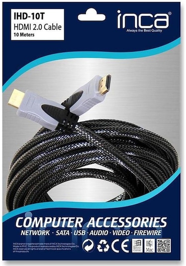 Inca IHK-10T 2.0V 10 M HDMI TO HDMI 4K FHD Poşetli