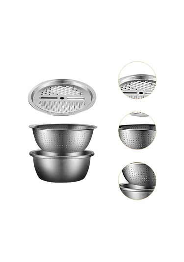Suntek Sebze Dilimleyici Pirinç Yıkama Süzgeci Ve Süzme 26cm Gümüş