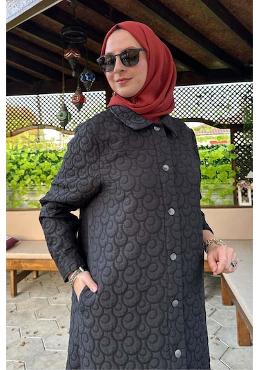 Rabia Şamlı Kapitone Kap Siyah Çok Renkli
