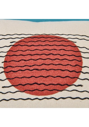 Evidea Soft Nakışlı Püsküllü Kırlent - Ekru / Kiremit - 40x40 Cm Ekru / Kiremit