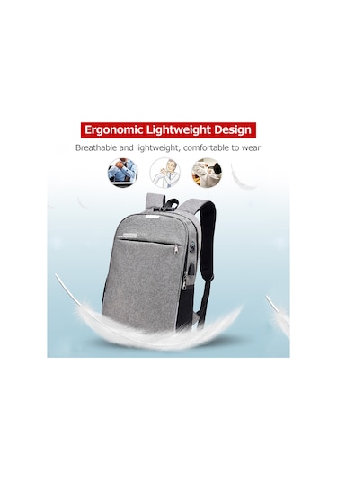 Geeksen 15.6 İnç Poliester İş Çanta, Anahtar Kilitli, Led Yansıtıcı, Usb Ve Kulaklık Girişi, Siyah/koyu Gri Seçenekli Koyu Gri
