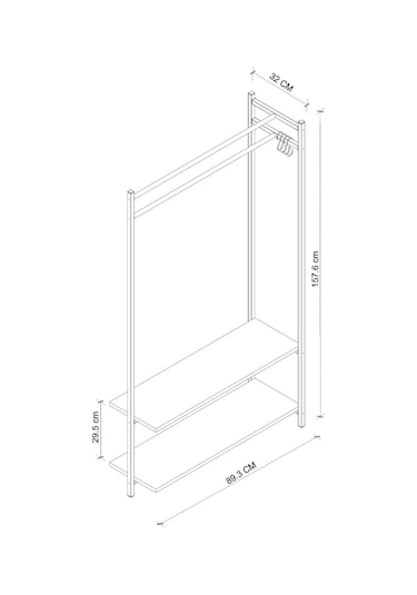 Bofigo Konfeksiyon Askısı Ayaklı Askılık Elbise Askılığı Raflı Askılık Jüpiter Antrasit Antrasit