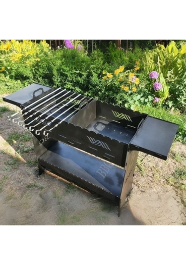Ayaklı Barbekü Büyük Portatif Mangal Ve Izgaraları Siyah