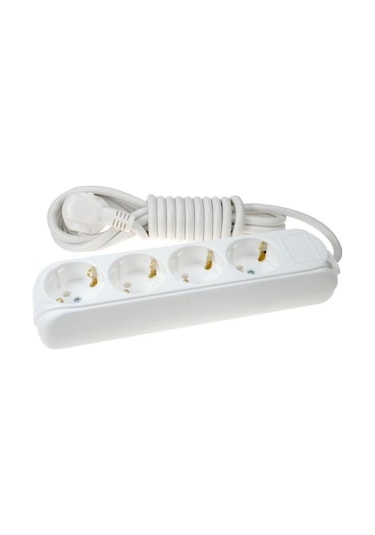Almera 4'lü Topraklı Grup Priz 3 Metre Beyaz