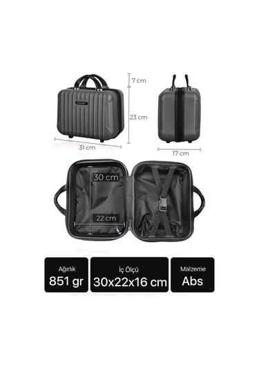 Polo&sky Class Model Su Yeşili Renk Abs Makyaj Çantası El Valizi