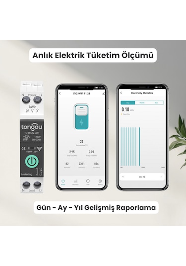 63 Amper Wifi Akıllı Sigorta - Güç Ölçüm Özellikli Tuya Uyumlu