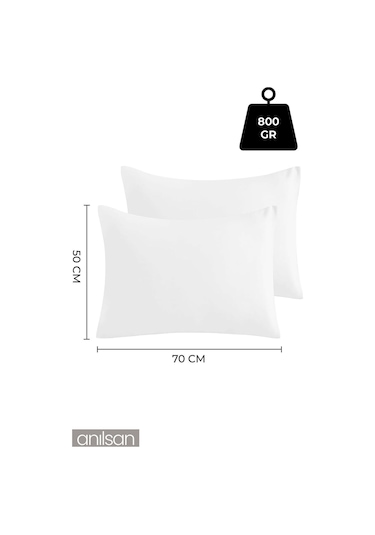 6'lı Mikrofiber Antialerjik Yastık - 800gr, 50x70cm, Boncuk Silikon Dolgulu Beyaz