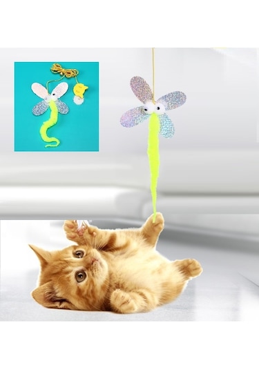 Kelebek Model Elastik Kendinden Yapışkanlı Kedi Oyun Oltası