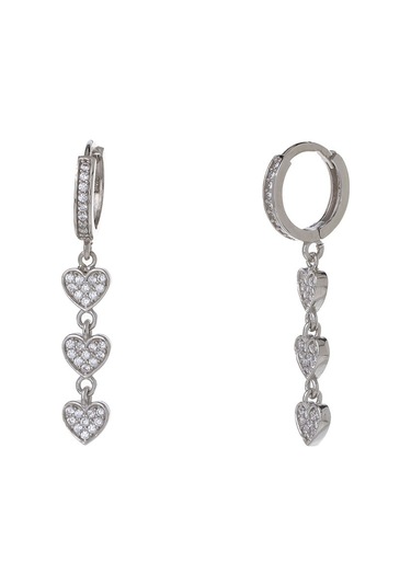 3'lü Kalp Model 925 Ayar Gümüş Zirkon Taşlı Kadın Küpe Gümüş