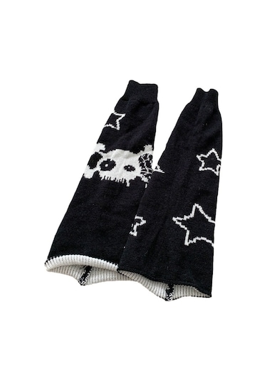 Maiyame Polyester Çift Taraflı Giyilebilir Yıldız Desenli Islaklık Sağlayan Japon Stili Bilek Çorabı - Siyah/beyaz Kemer Siyah