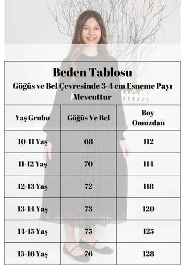 Kız Çocuk Uzun Boydan Pliseli Şifon Elbise Siyah