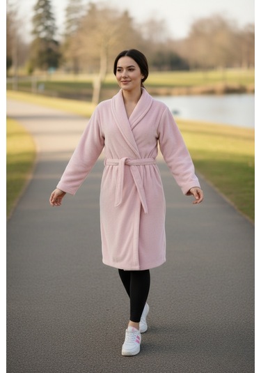 Lumor Şal Yaka Wellsoft Peluş Yumuşak Sabahlık Pudra Pudra