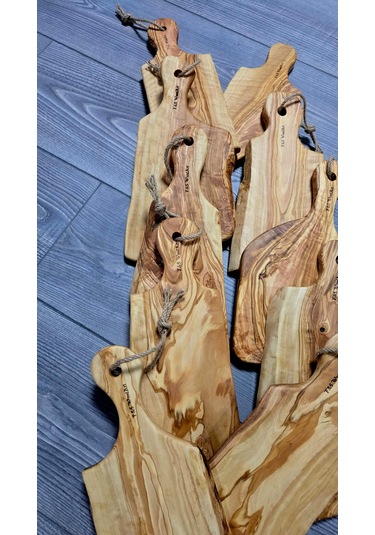 Tek Parça Yekpare Edremit Doğal Zeytin Ağacı Saplı Kesme Tahtası