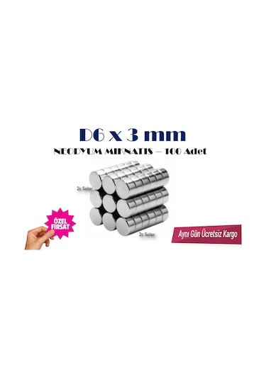 Neodyum Mıknatıs Magnet Mıknatıs D6X3 Mm 100 Adet