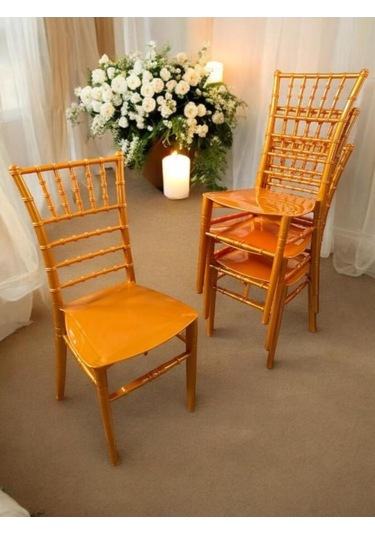 4 Adet Tifany Düğün Organizasyon Bahçe Ve Mutfak Sandalyesi Gold Gold
