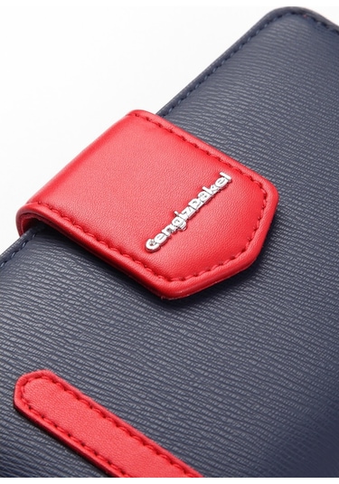 Cengiz Pakel 65256M Kadın Orta Boy Cüzdan Lacivert Kırmızı Lacivert