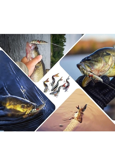3 Adet 8 Eklemli 3d Oynak Rapala Sahte Balık Yem Seti Tatlı Ve Tuzlu Su Uyumlu Wobblers Swimbait