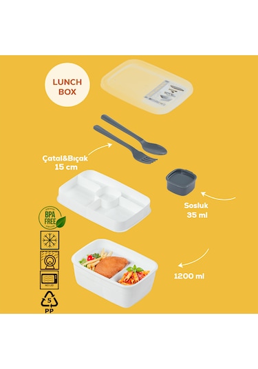 Porsima 3200 Vakumlu 2 Katlı Lunch Box - Sefer Tası 1200 Ml Beyaz