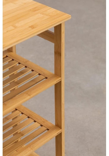 Digithome Bambu 3 Raflı 1 Bölmeli Kirli Sepetli Banyo Düzenleyici Çamaşır Sepeti Organizer Db-0008 Ahşap