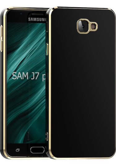 Samsung Galaxy Uyumlu J7 Prime Kılıf Zore Kenarı Gold Renk Silikon Bark Kapak