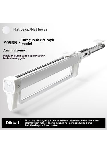 Gardırop Gardırop Çekmece Pantolon Askısı Teleskopik Sönümleme Sürgülü İtme-çekme Askısı Beyaz