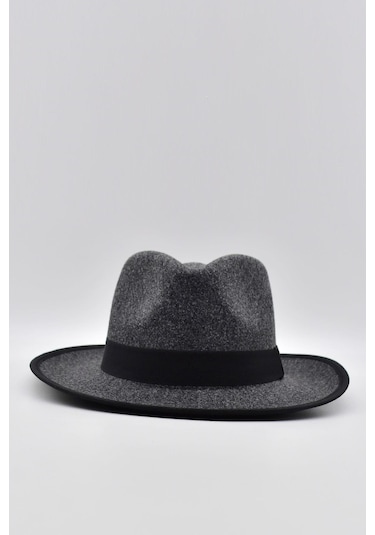Vintage Erkek Fedora Fötr Şapka Panama İngiliz Trilby Kasket Gri - Gri