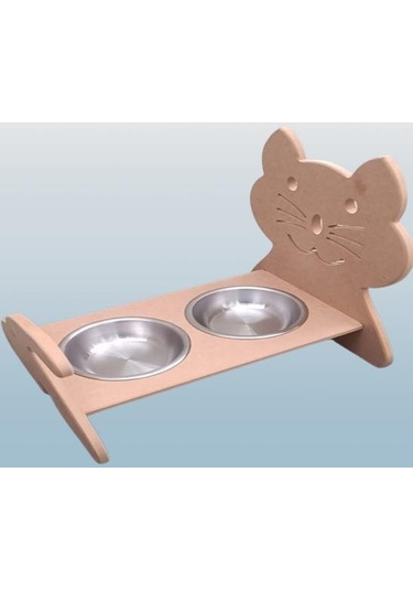 Hobi Adn 90369 Model Kedi Mama Su Kabı Seti Paslanmaz Tabak El Yapım