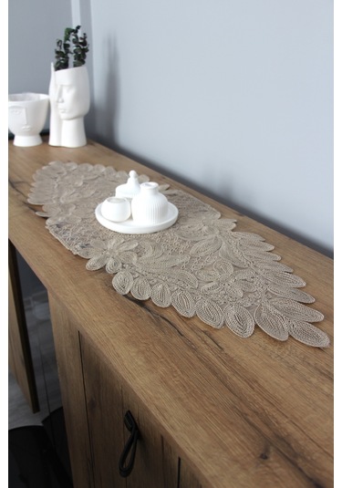Dantel Kordon Örme Detay Masa Runner Fiskos Örtüsü 100x35 Cm 1010-kelebek
