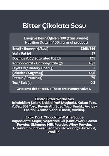 Bitter Tatlı Sos 300 G - Waffle & Krep & Pankek & Tatlı & Dondurma Sosu