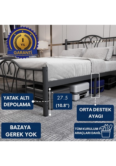 Aksviva Orkide Çift Kişilik Ferforje Metal Karyola