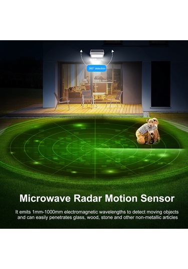 Neoglint Güneş Duvar Lambası Radar Hareket Sensörü Gümüş