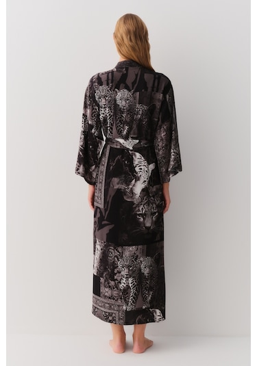 Suwen Rustic Uzun Sabahlık Sh26118615l911 Siyah Desenli