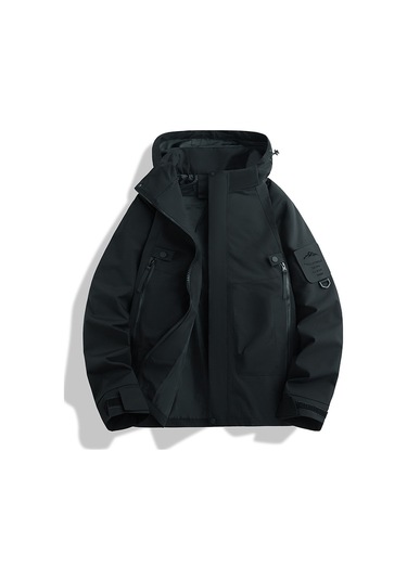 Erkek Ve Kadın Dağ Ceketleri, Rüzgar Geçirmez Ve Su Geçirmez, Açık Hava Sporları İçin İnce Kapüşonlu Siyah