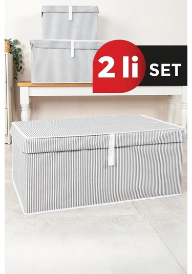 2'li Çok Amaçlı Kutu Megaplus 70x40x30 Cm Tela Yıkanamaz Gri-beyaz