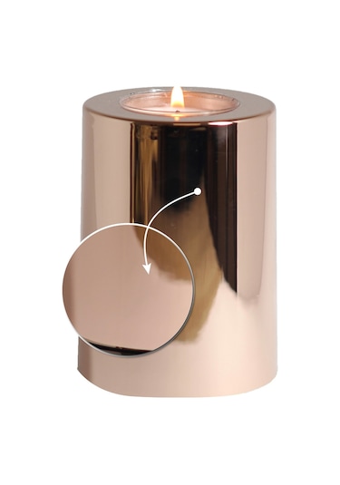 3 Lü Bakır Krom Parlak Yüzey Mumluk Dekoratif Tealight Set Mum