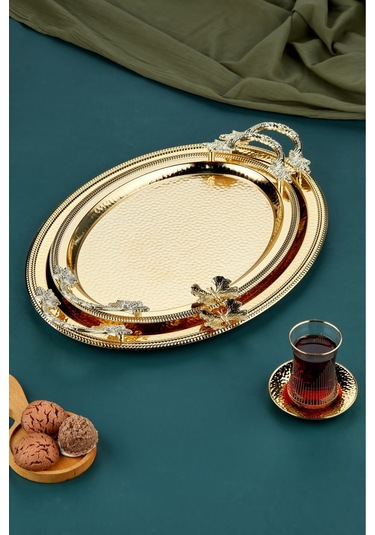 Cooker 2'li Ev Sofra Mutfak Oval Sunum Tepsisi 27 Cm Altın