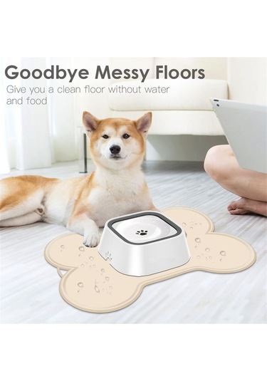 Moly Köpek Kedi Mama Matı 22x16 Bej - Kaymaz Evcil Hayvan Matı Bej