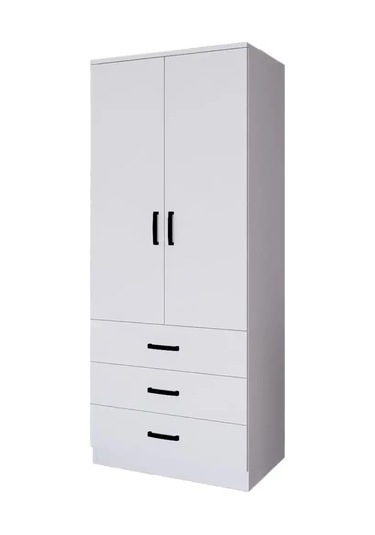 Easy Mat Beyaz 2 Kapılı 3 Çekmeceli Gardırop Beyaz