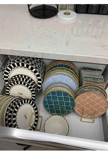 Magic Objects Tezgah Üstü Tabaklık Bulaşıklık, 9 Bölmeli Gold Bulaşıklık Düzenleyici Gold