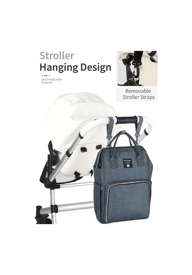 Novahub Moveevo Su Geçirmez Bebek Bezi Sırt Çantası - 6 Cep, Taşınabilir, Lacivert Mavi