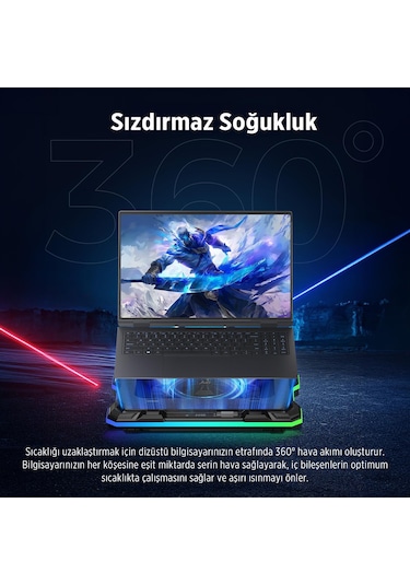 Juo Yeti 2200rpm Rgb Işıklı Led Display Gaming Laptop Notebook Soğutucu Stand