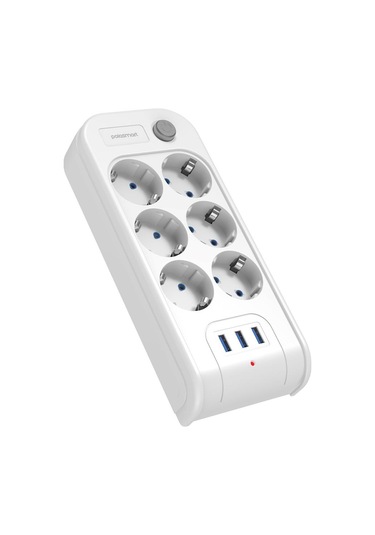 Polosmart Mp18 6 Prizli 3 Usb Çıkışlı Akım Korumalı Uzatma Kablosu 2 Metre Beyaz 2 M