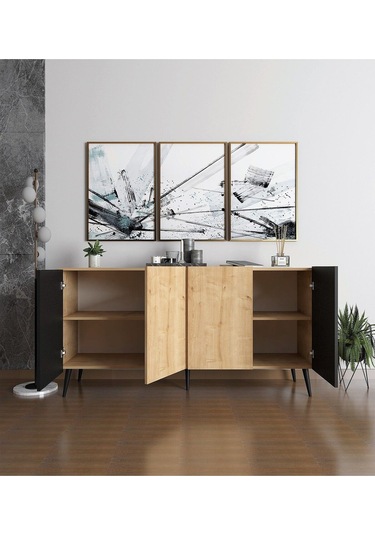 Floradesign Saphire Konsol / Konsol / Çok Amaçlı Dolap 160 Cm Meşe-siyah