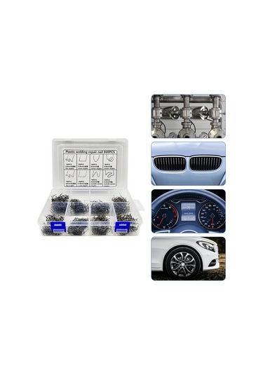 Vkemall 800 Adet 8 Farklı Tip Paslanmaz Çelik Otomobil Tampon Plastik Tamir Kaynak Çivi Seti