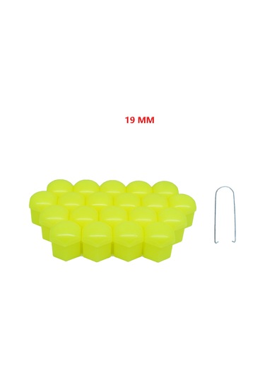 Bijon Kapağı Düz 19 Mm Fosfor Sarı 20 Li Set
