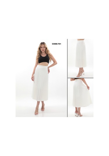 Soralline Kadın Plisoley Etek 781 Kırık Beyaz
