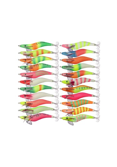 22 Renk / Set Hengjıa Sj059 Aydınlık Ahşap Karides Kukla Yem Kalamar Kancası Sert Yem, Boyut: 15cm 28g